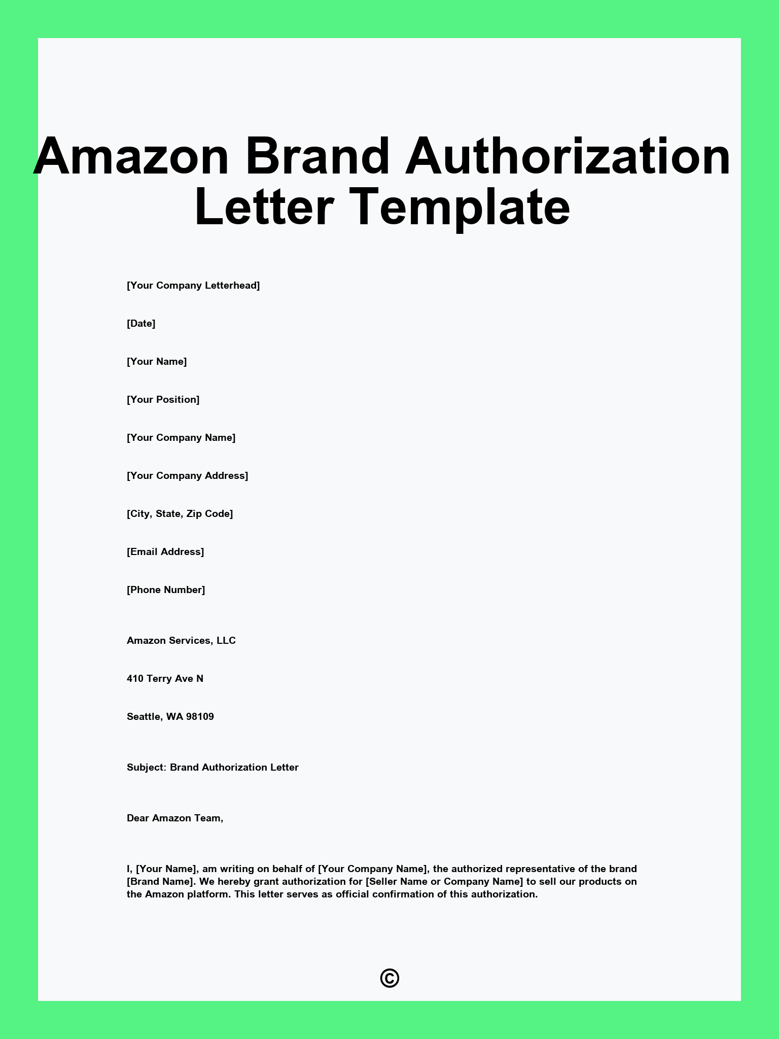 Amazon Brand Authorization Letter Template