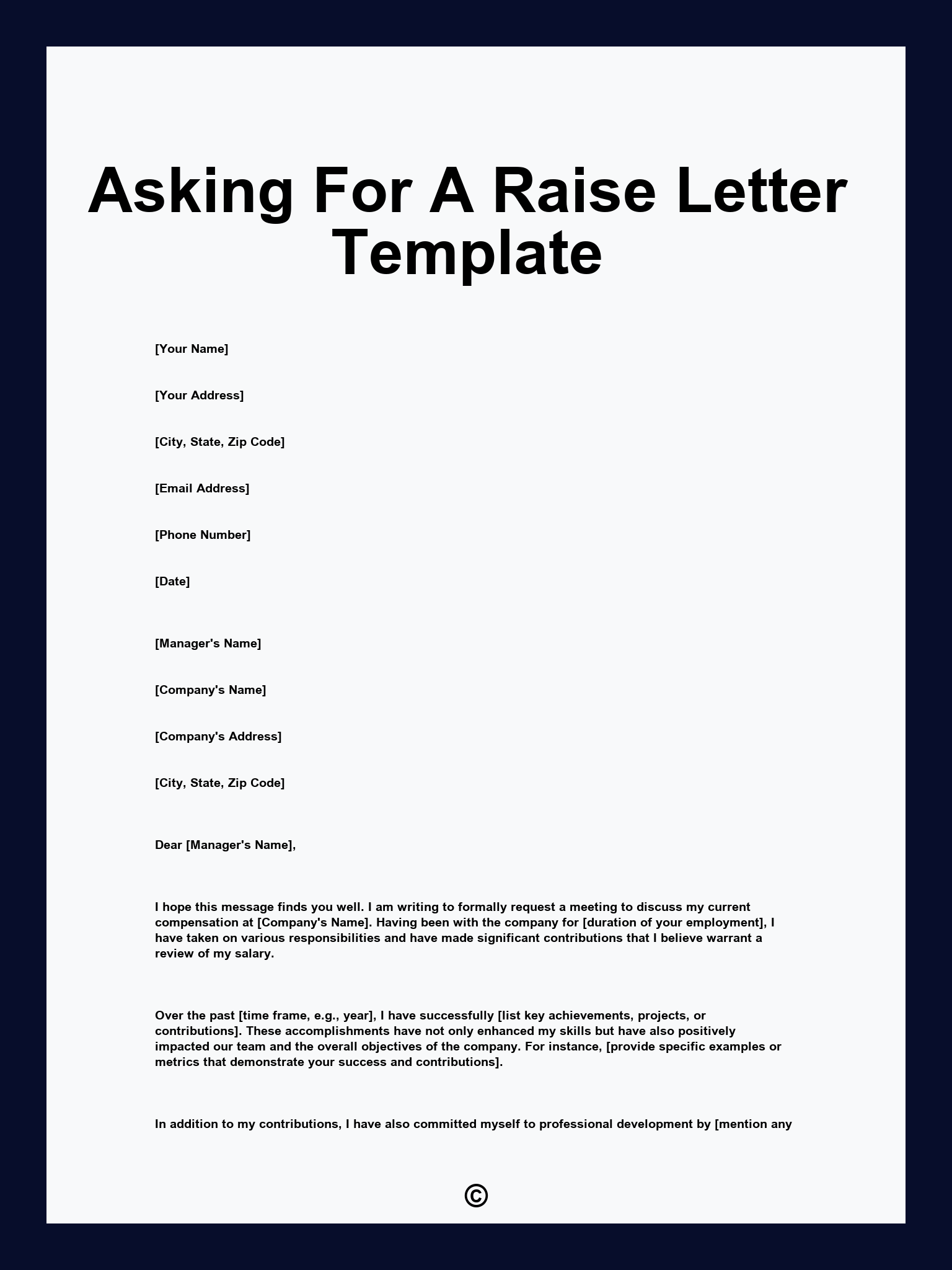 Asking For A Raise Letter Template