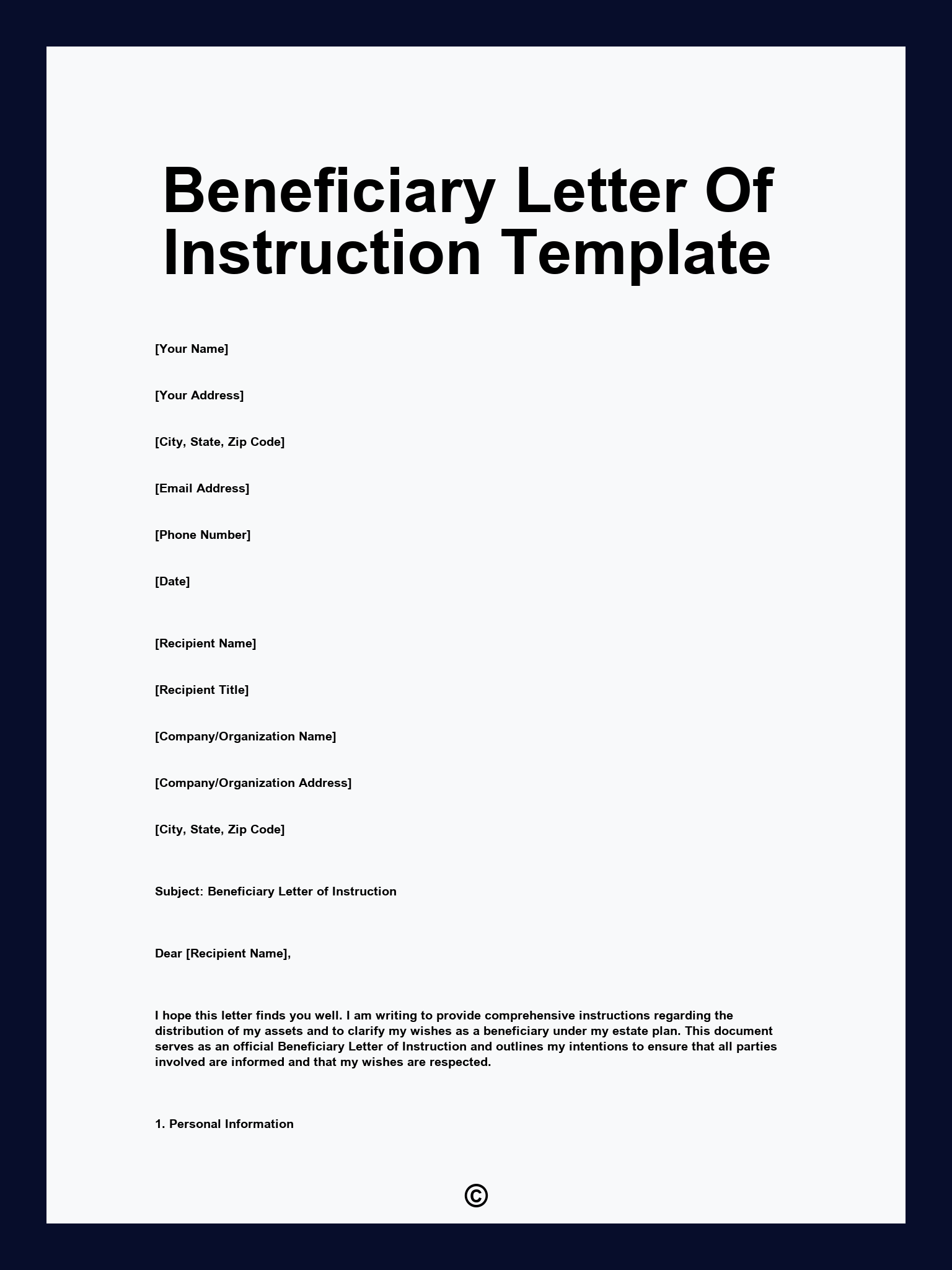 Beneficiary Letter Of Instruction Template