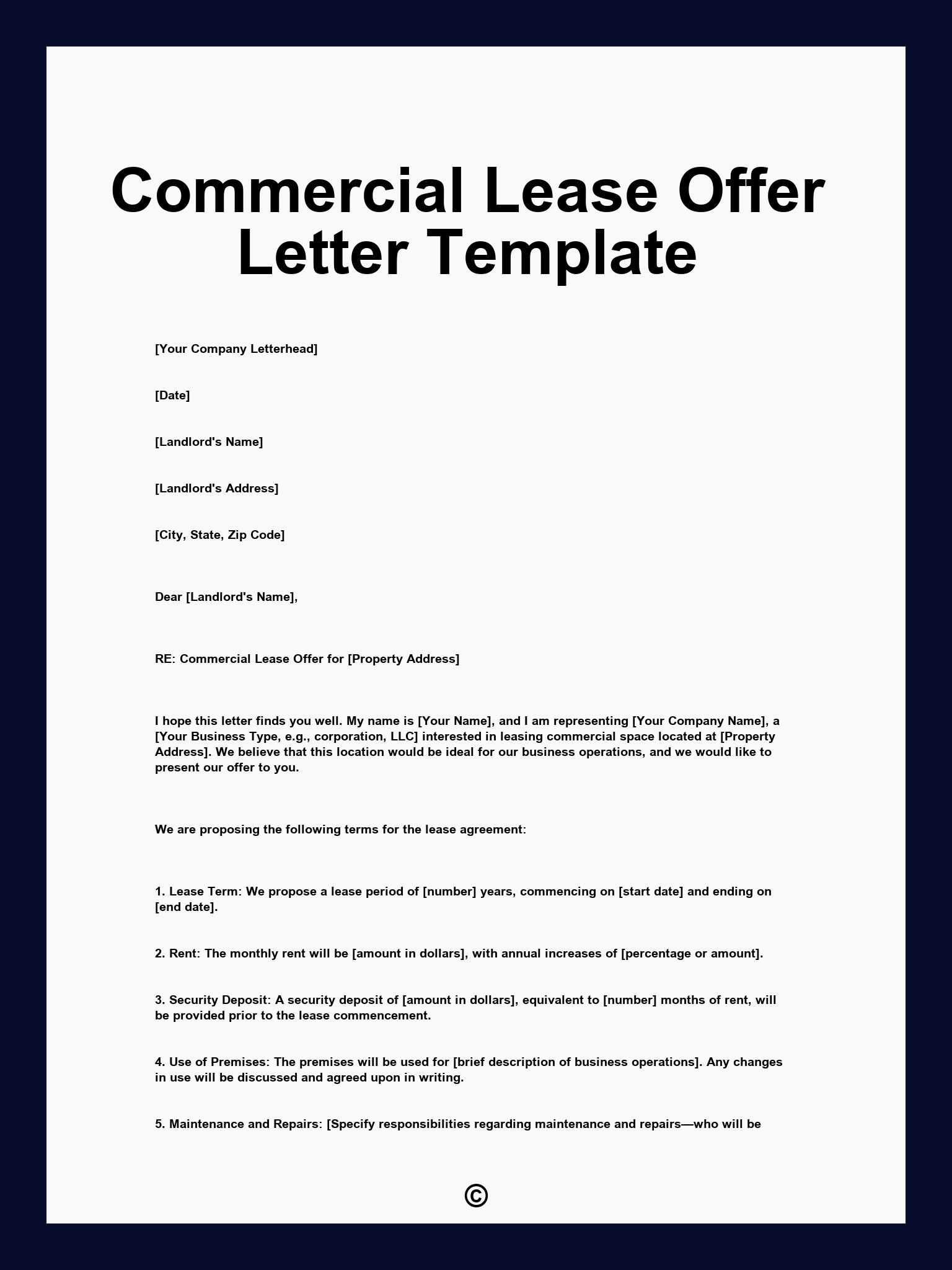 Commercial Lease Offer Letter Template