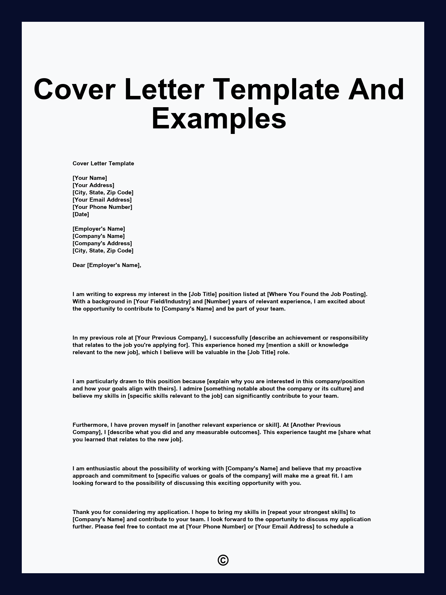 Cover Letter Template And Examples