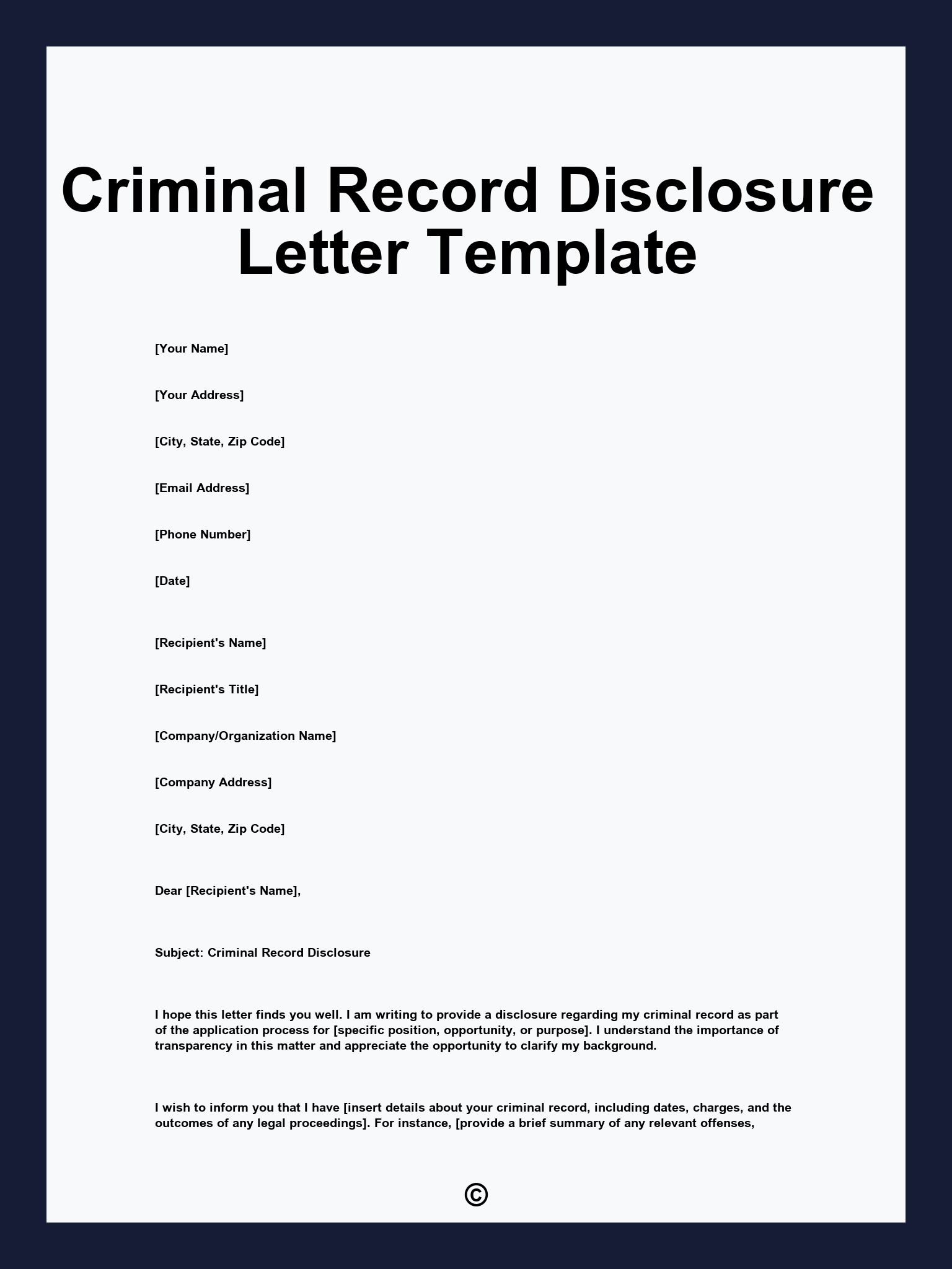 Criminal Record Disclosure Letter Template