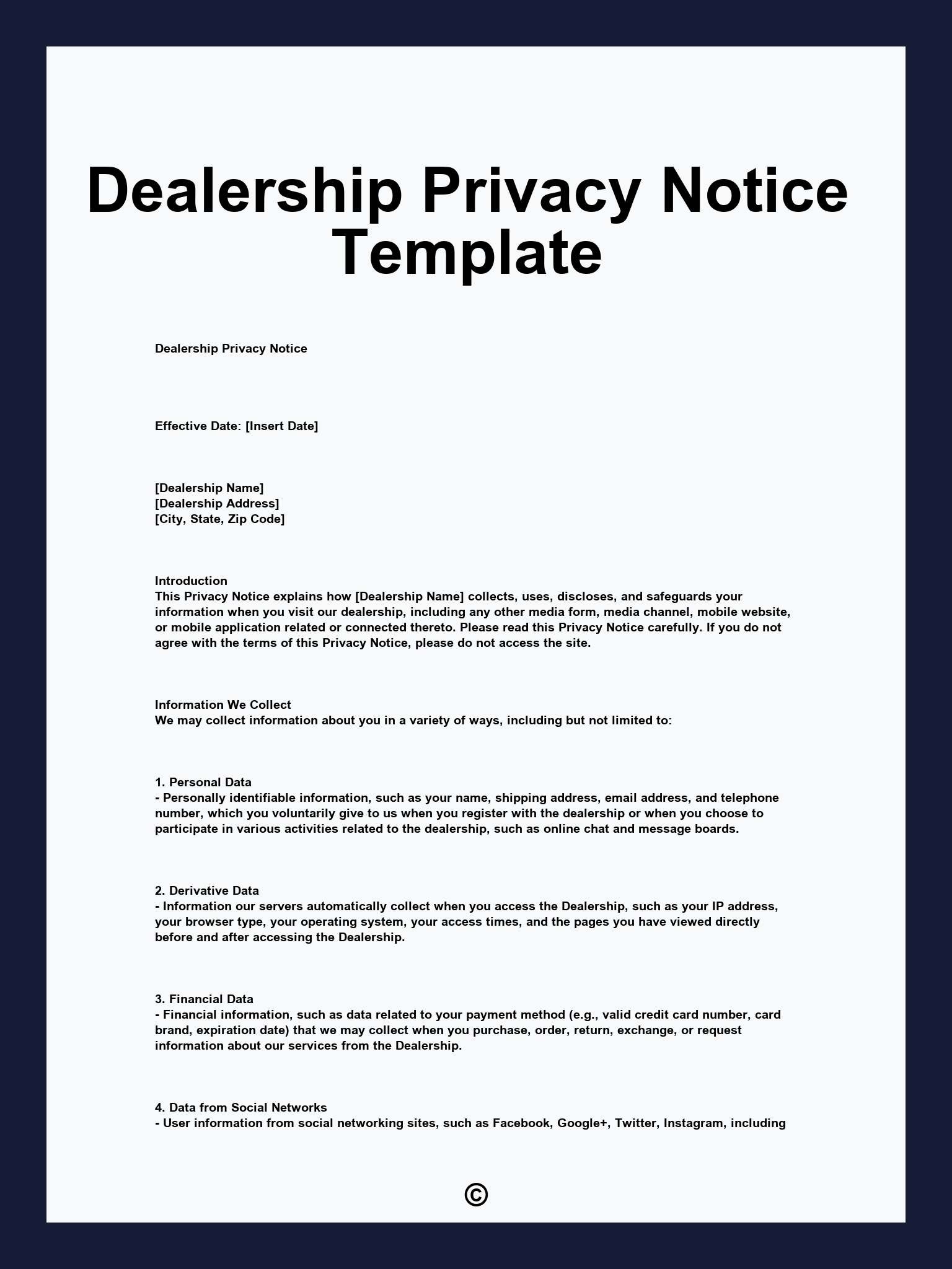 Dealership Privacy Notice Template