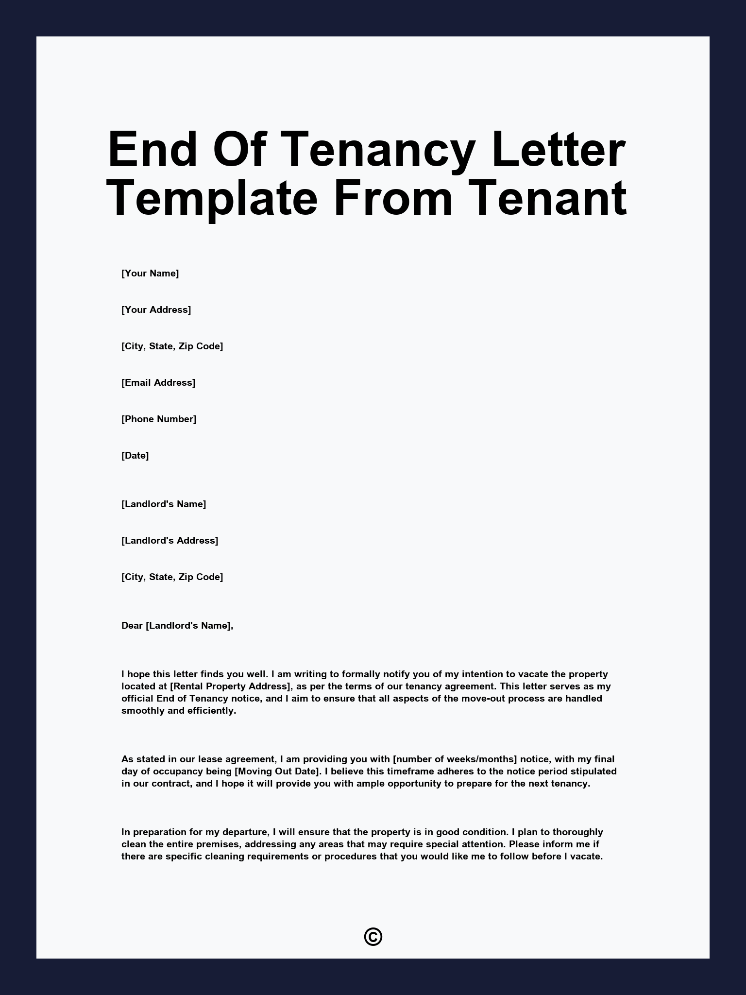 End Of Tenancy Letter Template From Tenant