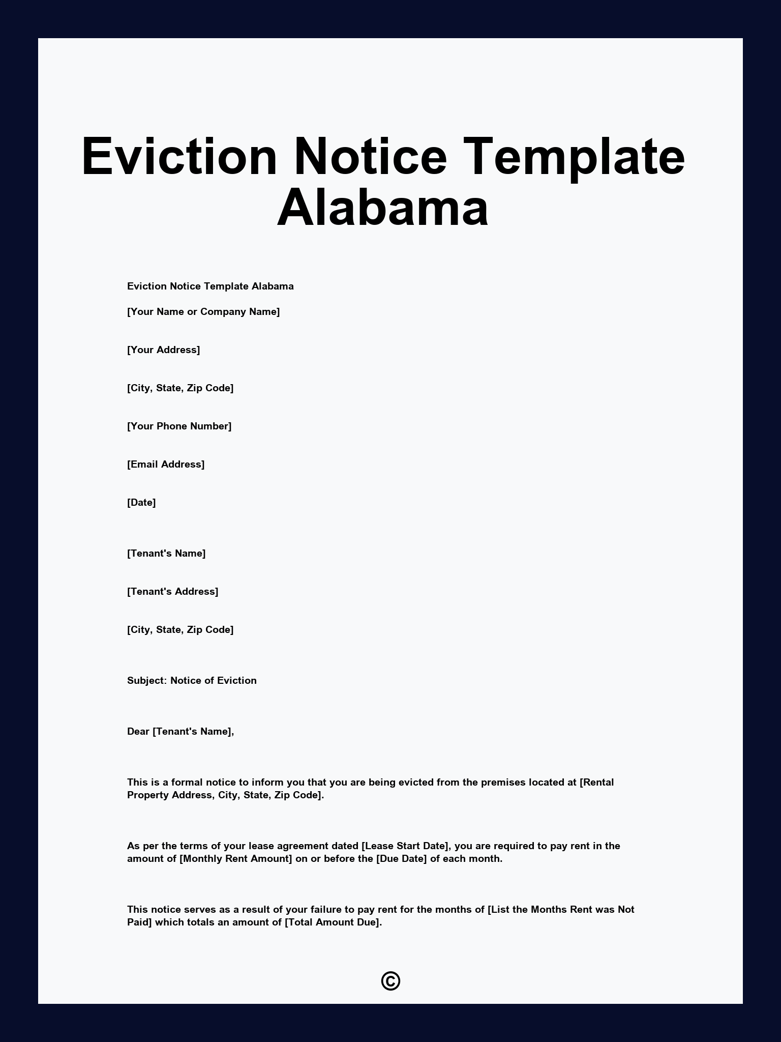 Eviction Notice Template Alabama