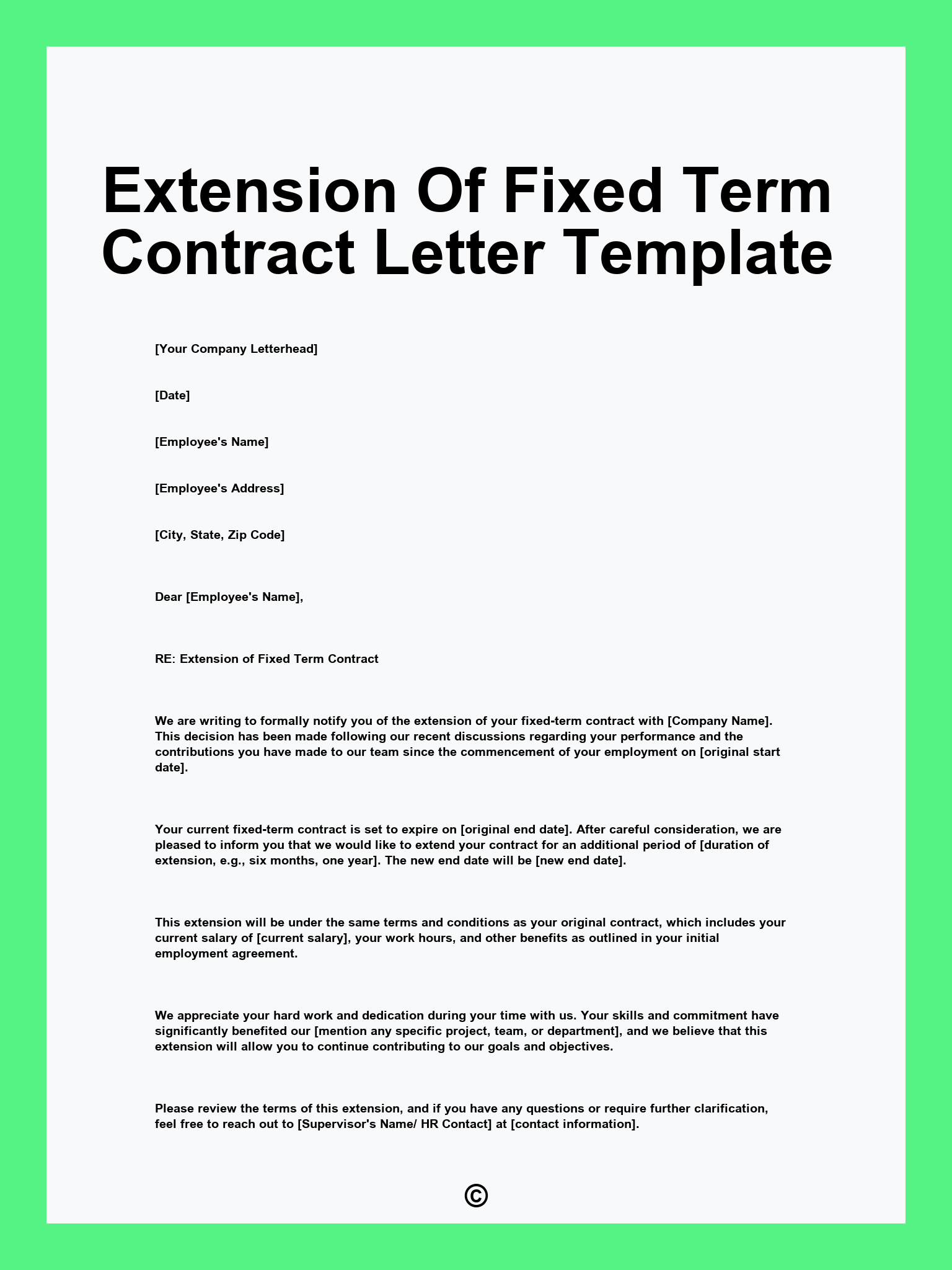 Extension Of Fixed Term Contract Letter Template