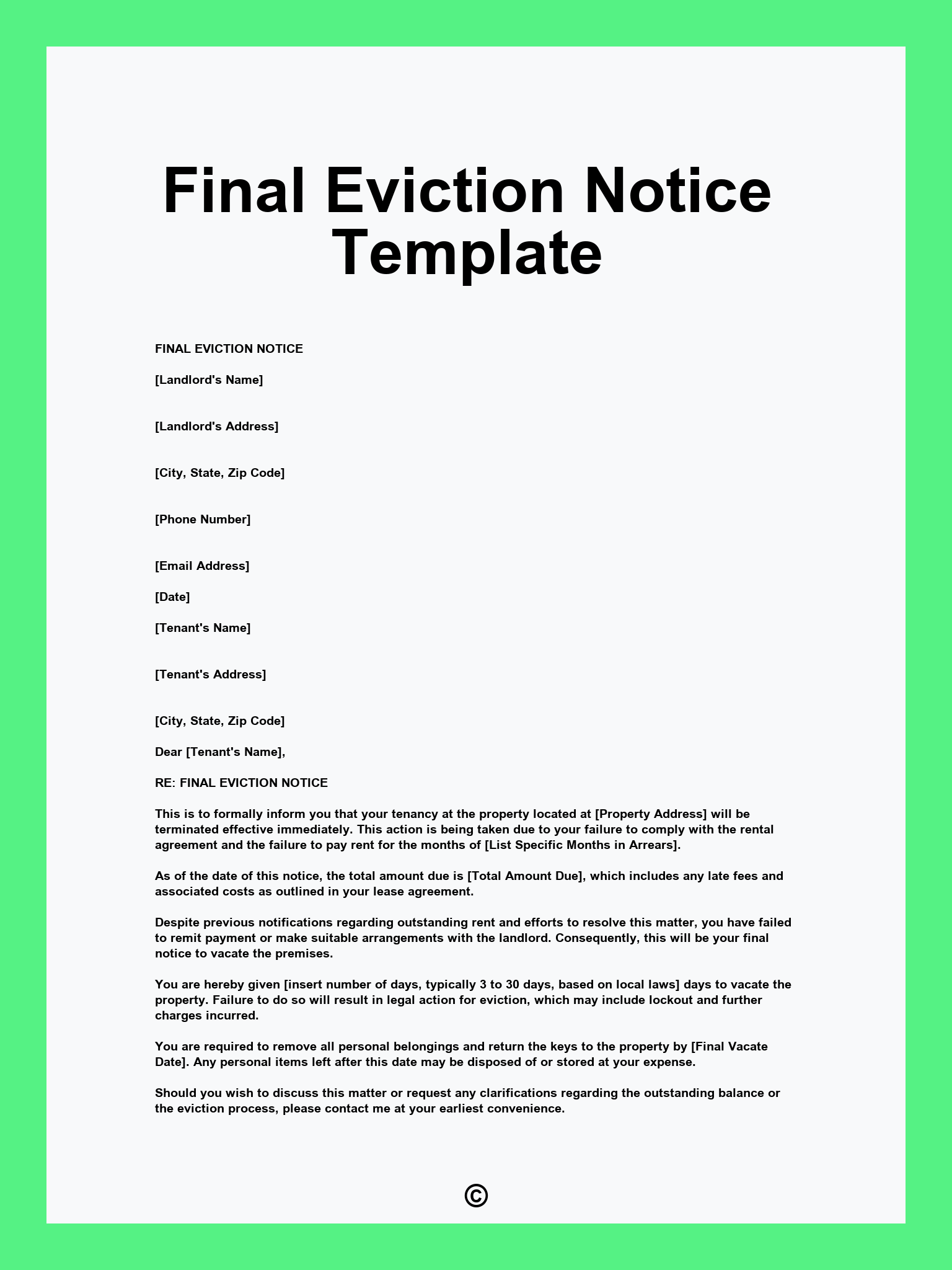 Final Eviction Notice Template