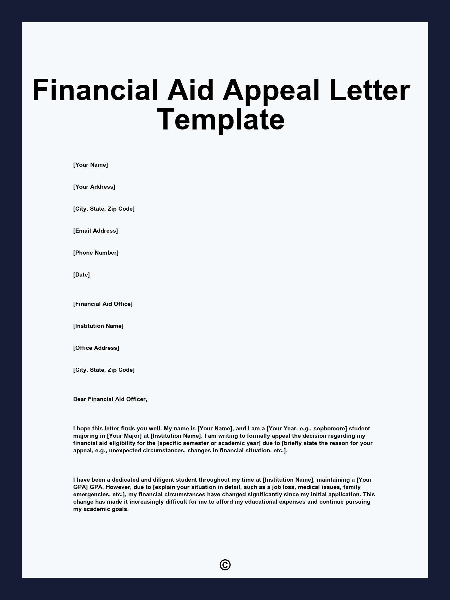 Financial Aid Appeal Letter Template