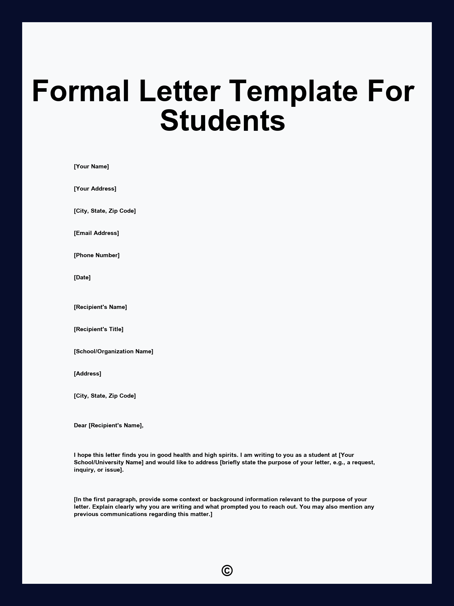 Formal Letter Template For Students