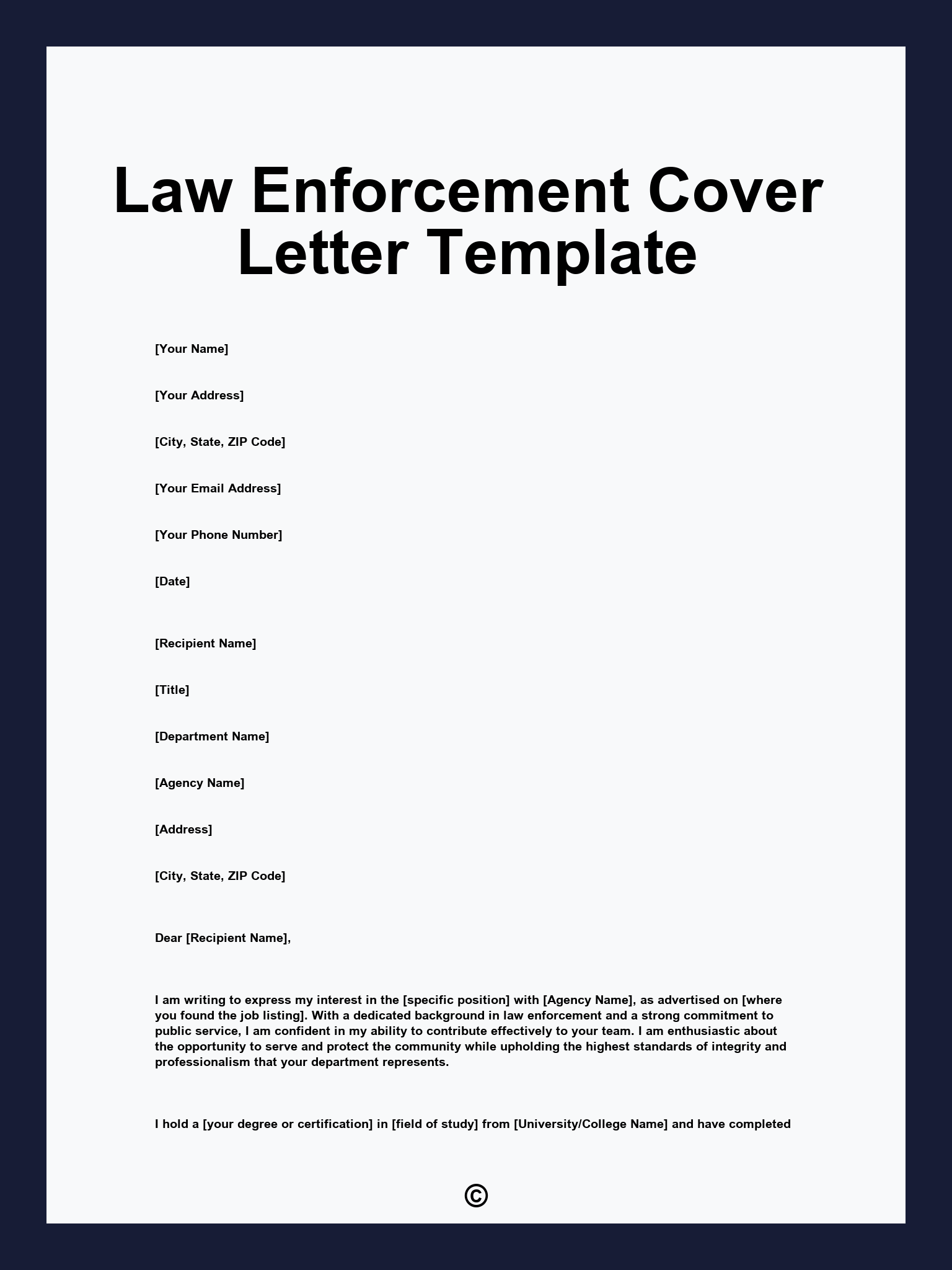 Law Enforcement Cover Letter Template