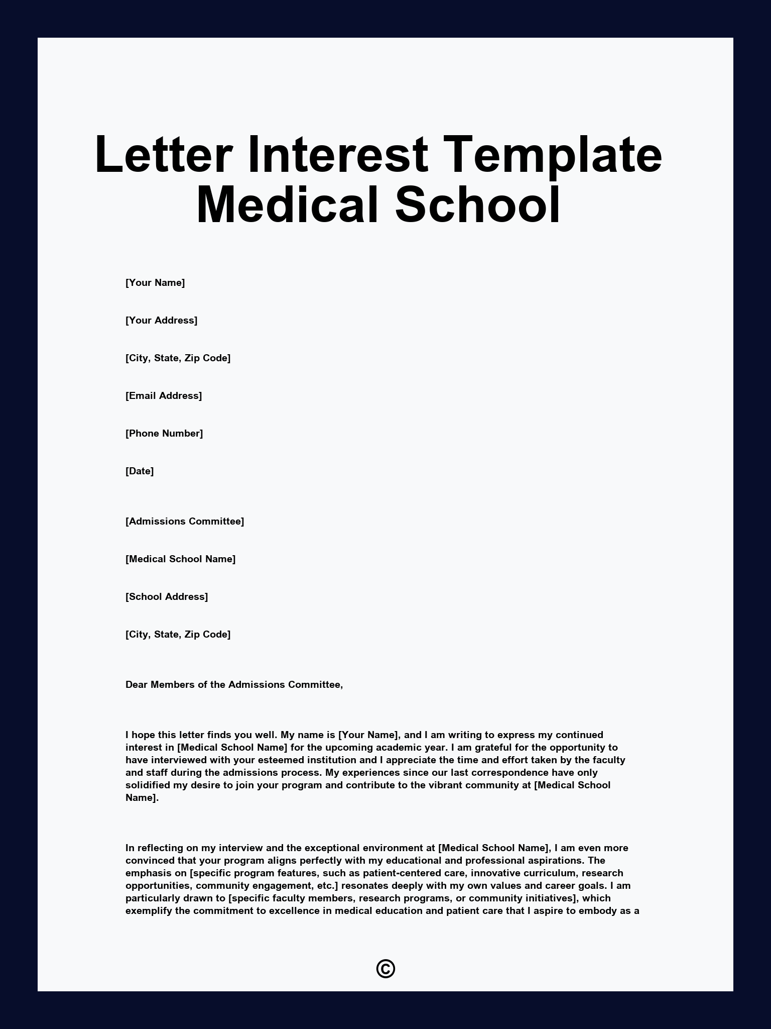 Letter Interest Template Medical School