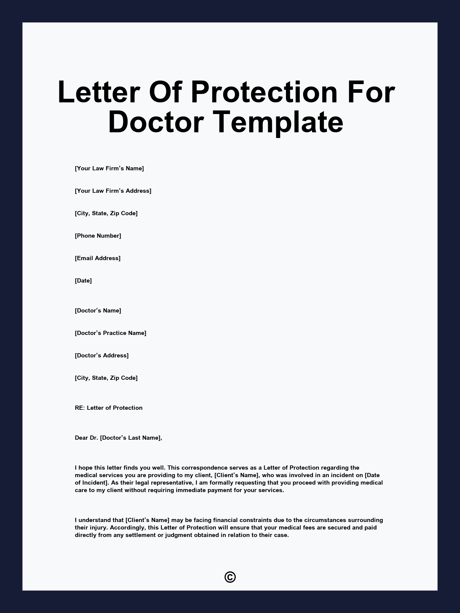 Letter Of Protection For Doctor Template