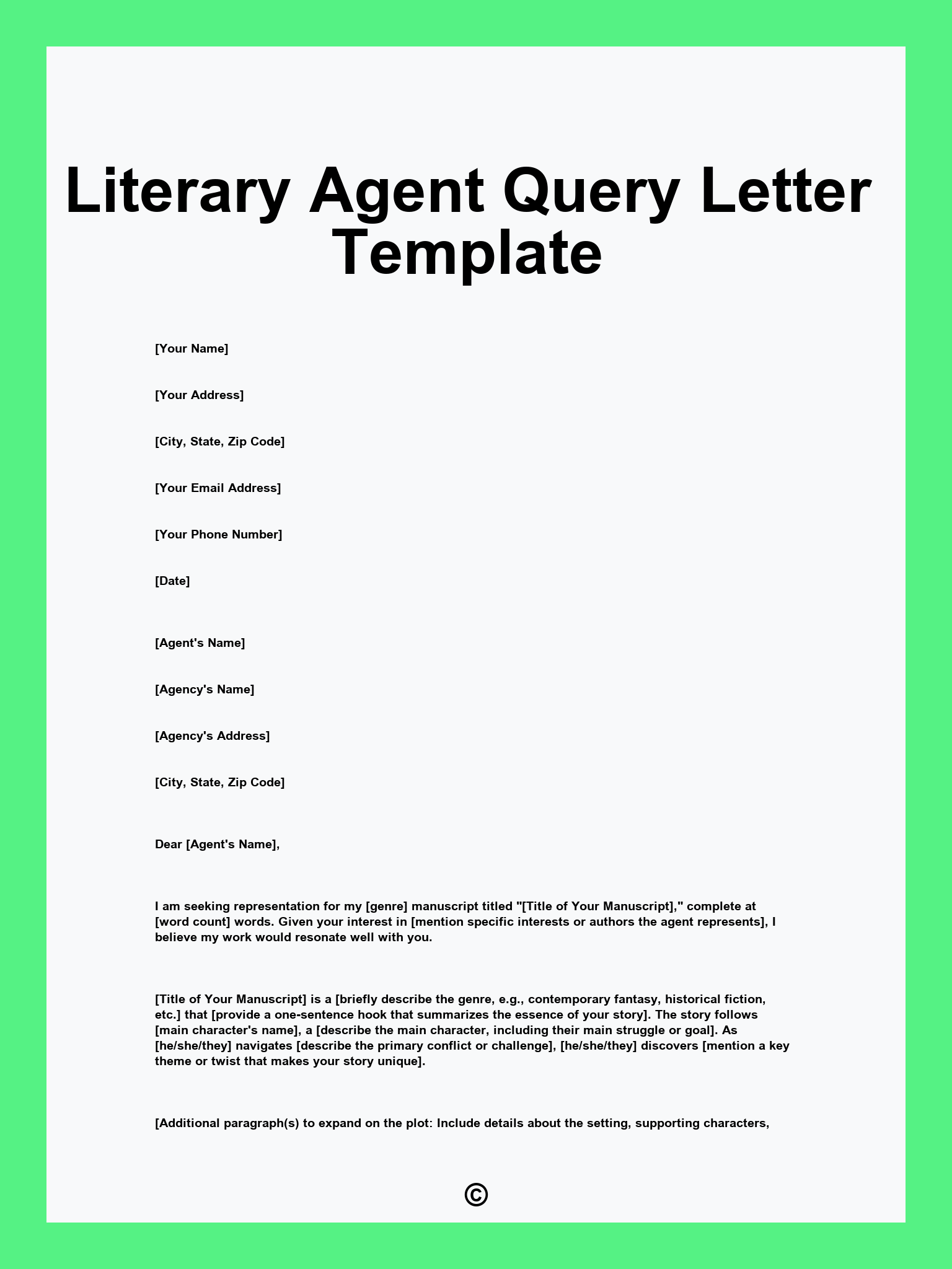 Literary Agent Query Letter Template