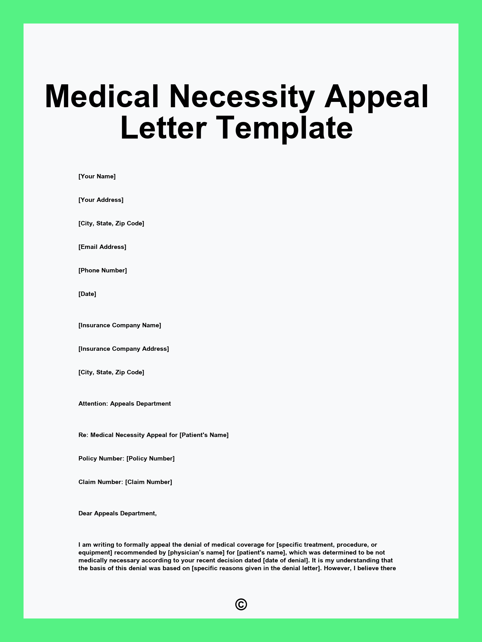 Medical Necessity Appeal Letter Template