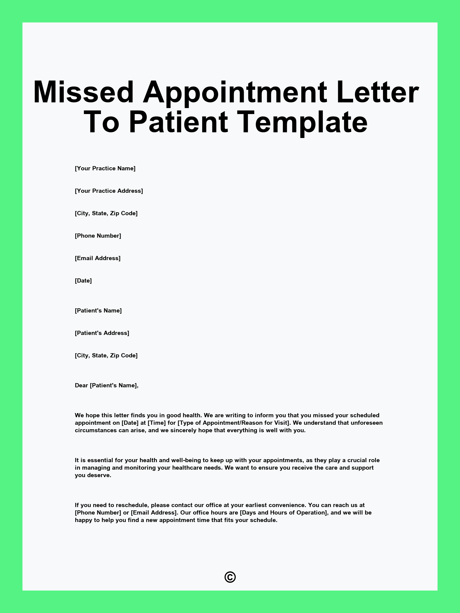 Missed Appointment Letter To Patient Template