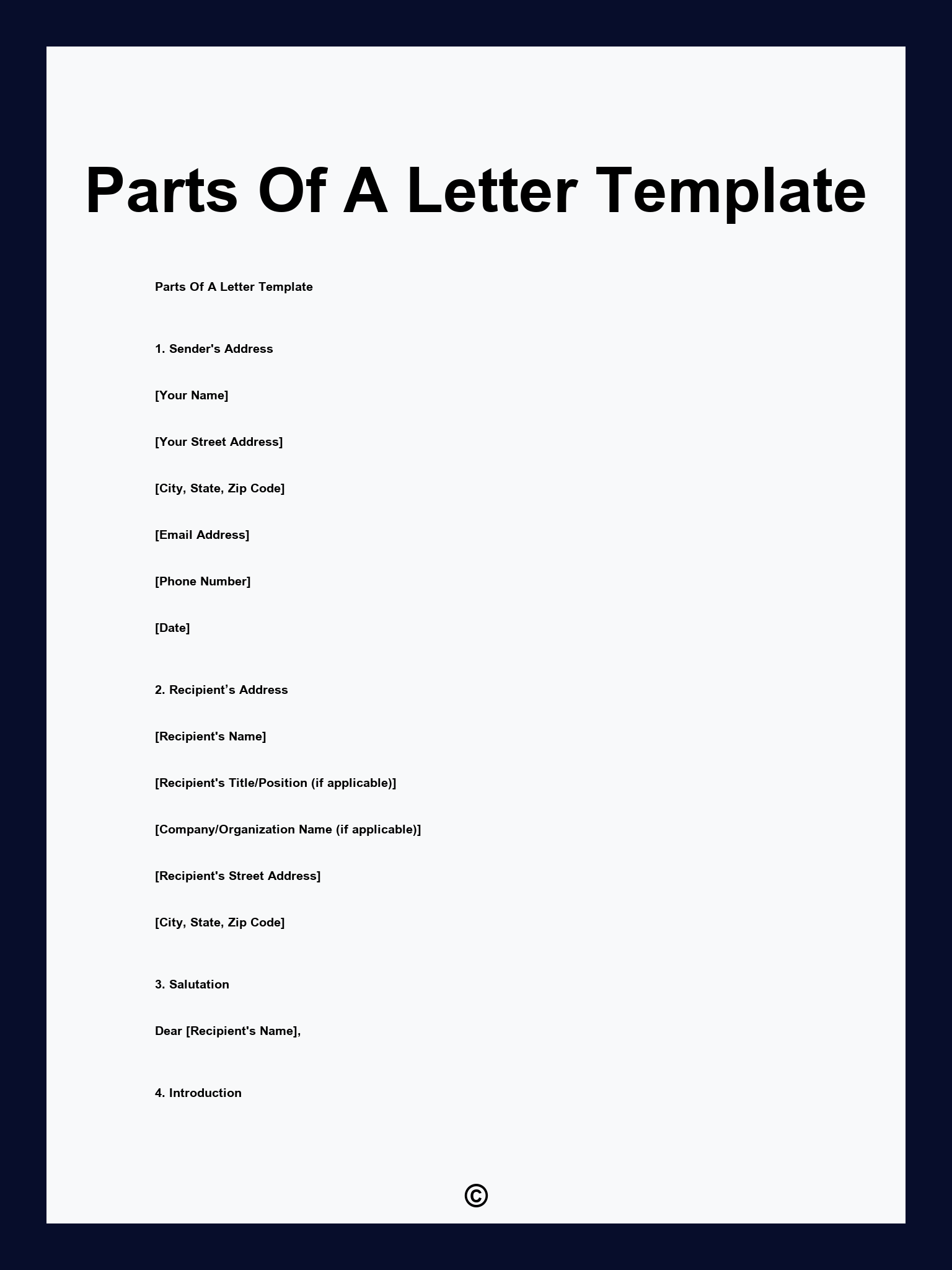 Parts Of A Letter Template
