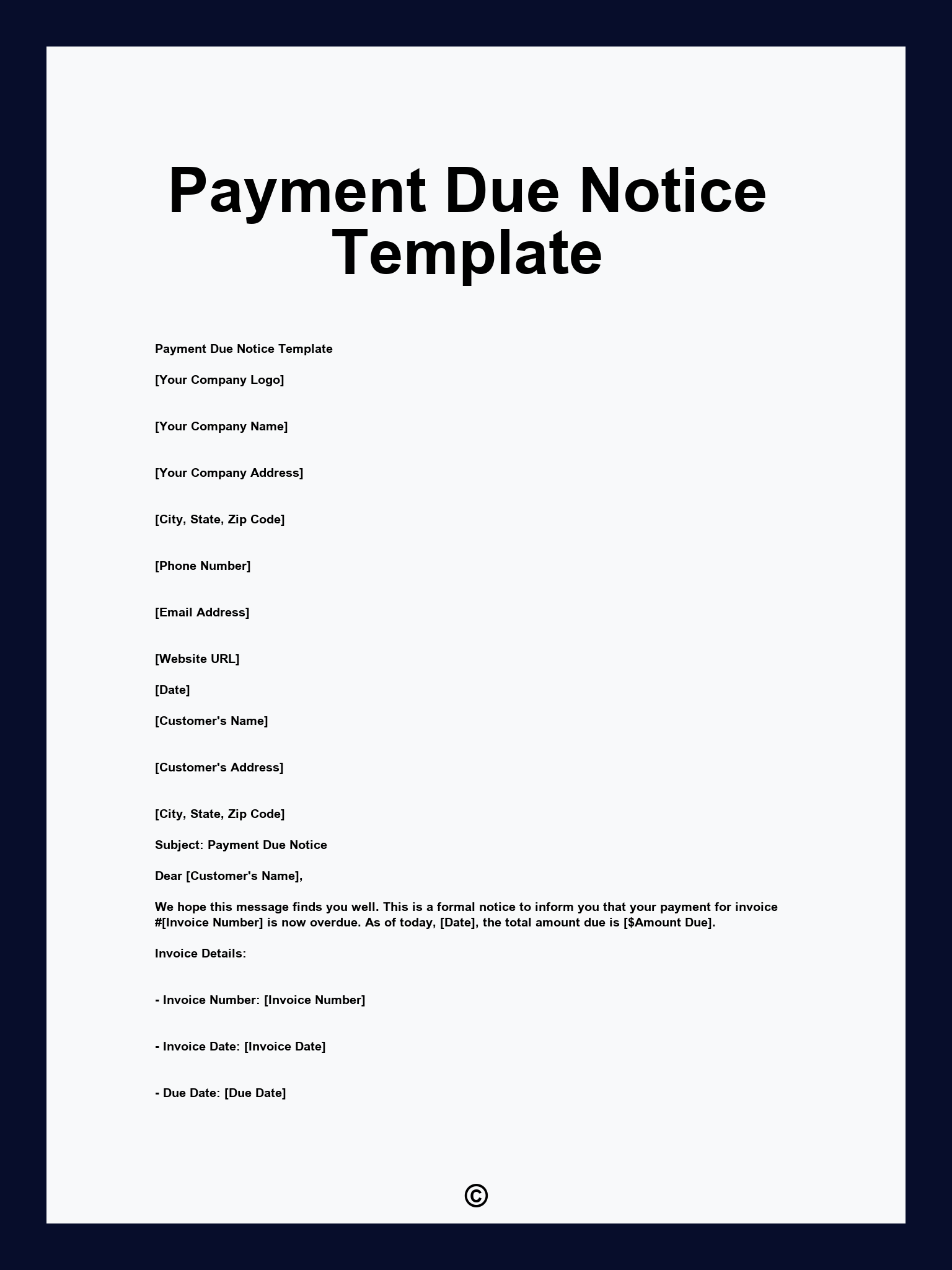 Payment Due Notice Template