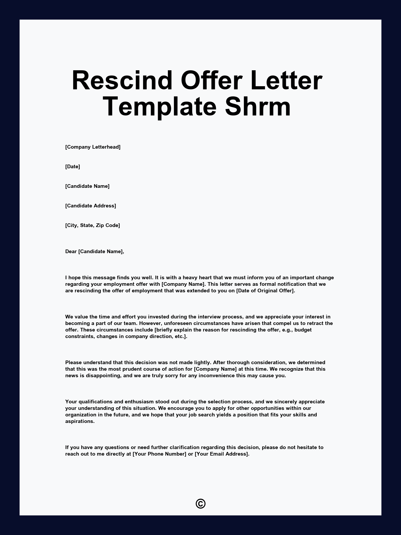 Rescind Offer Letter Template Shrm