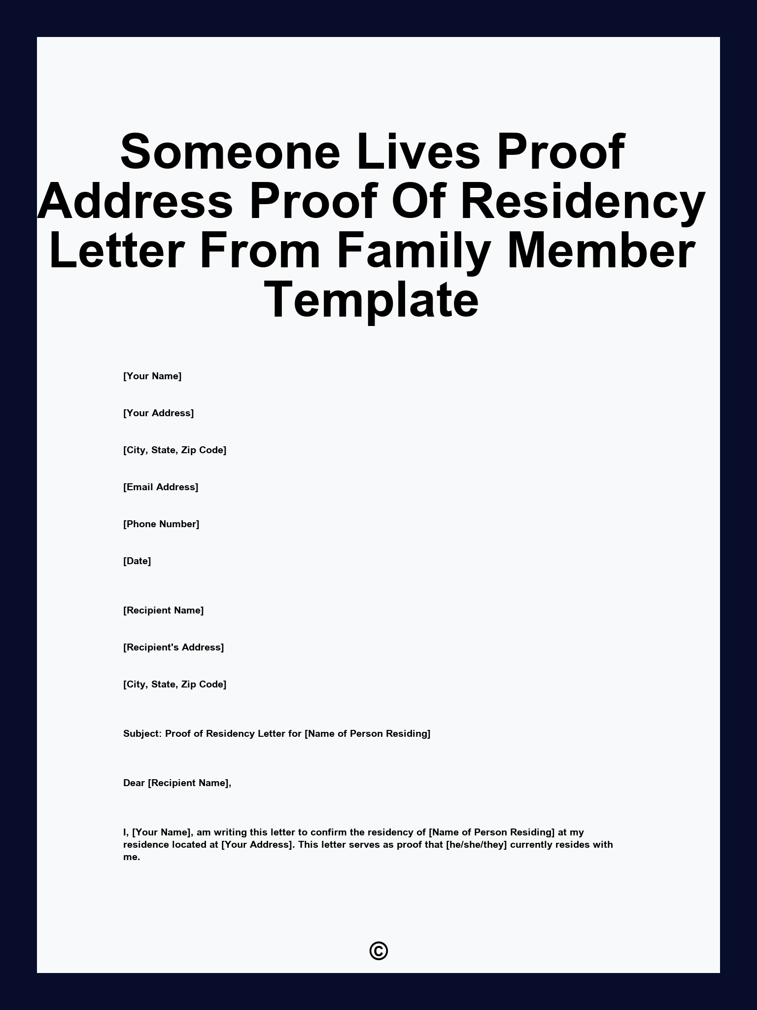 Someone Lives Proof Address Proof Of Residency Letter From Family Member Template