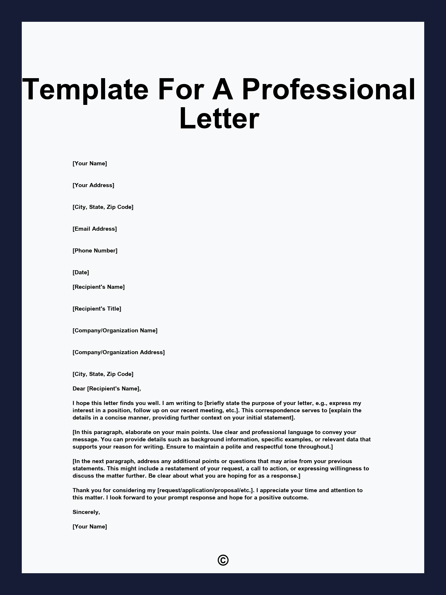 Template For A Professional Letter