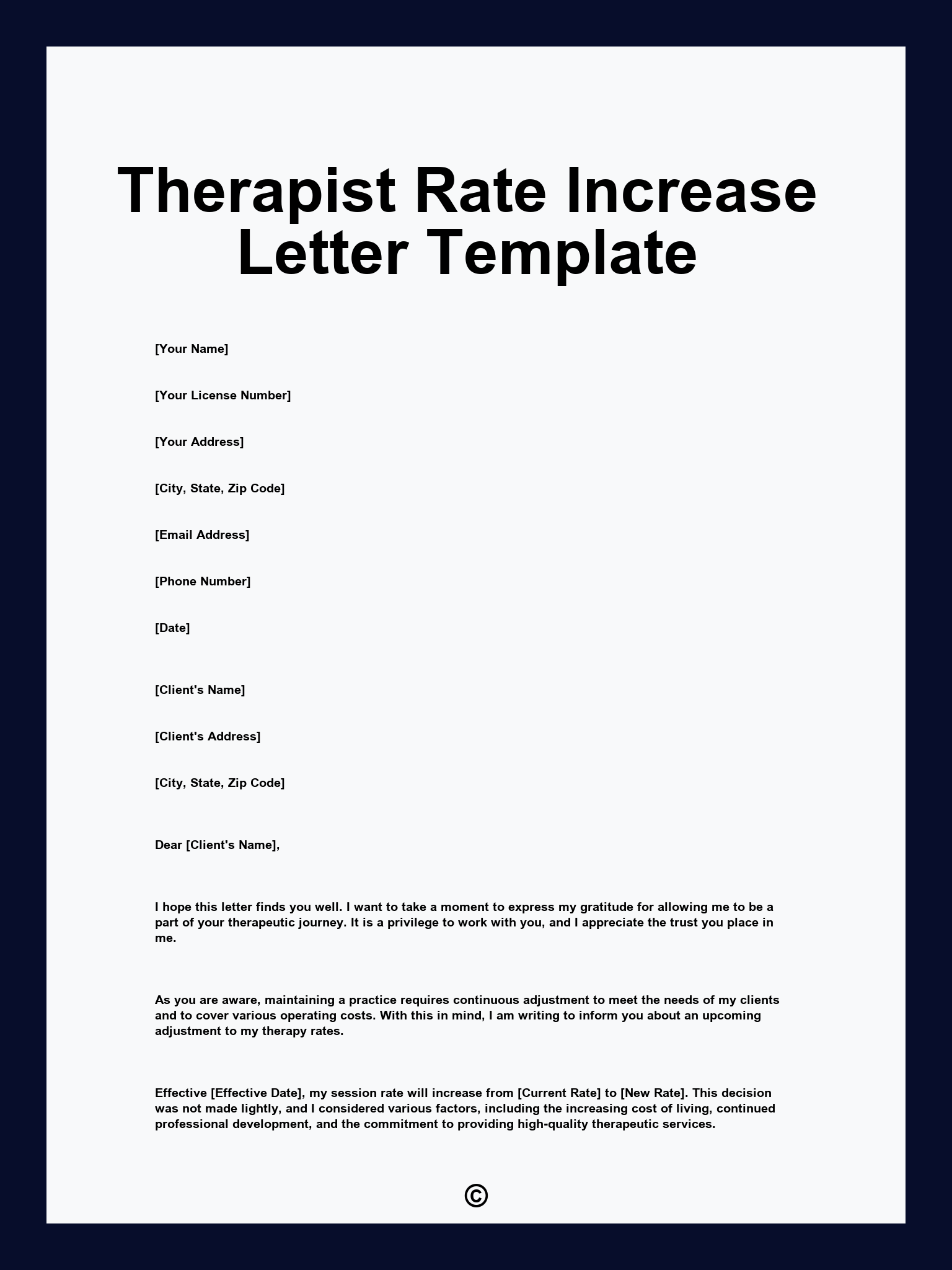 Therapist Rate Increase Letter Template