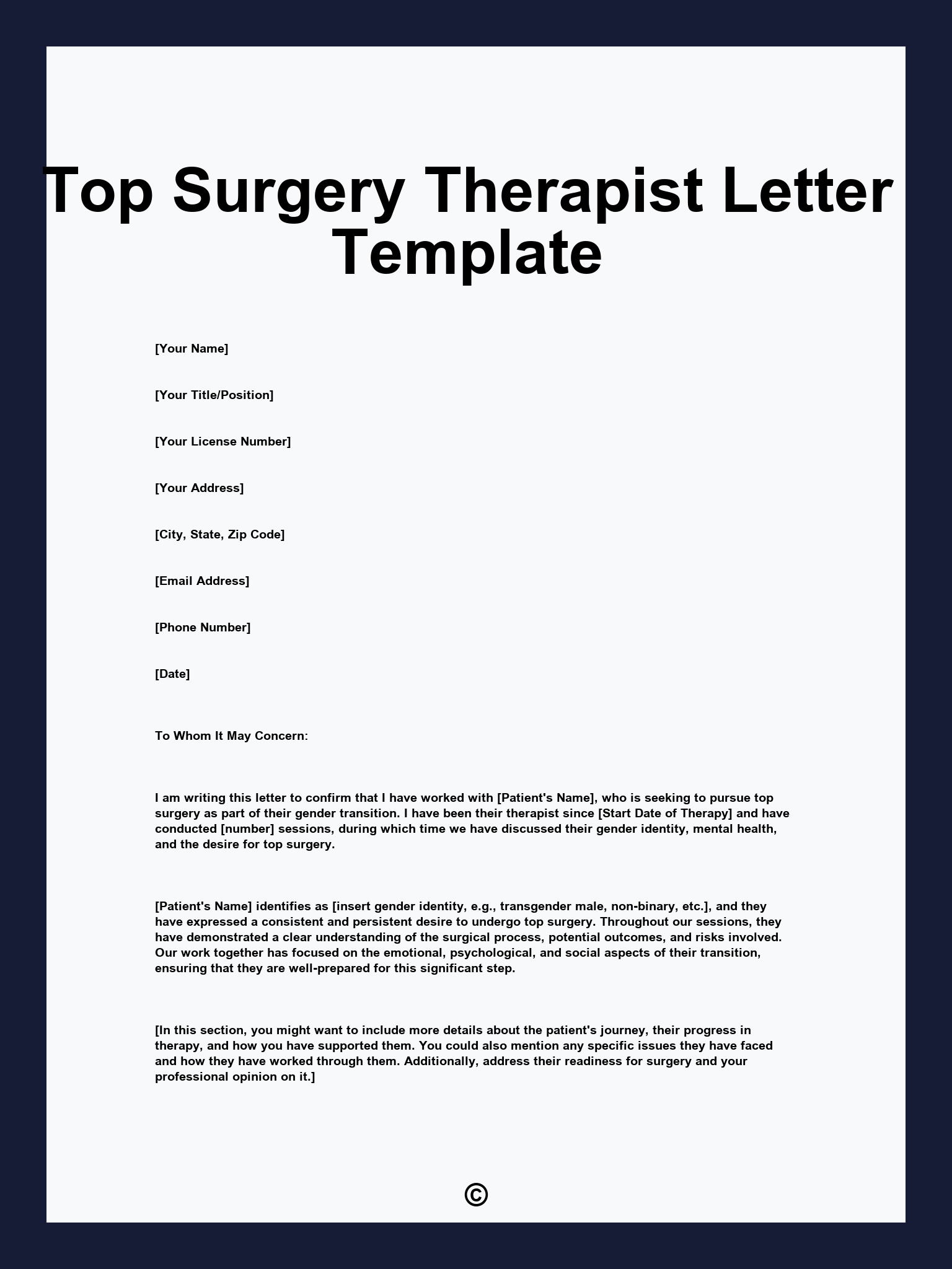 Top Surgery Therapist Letter Template