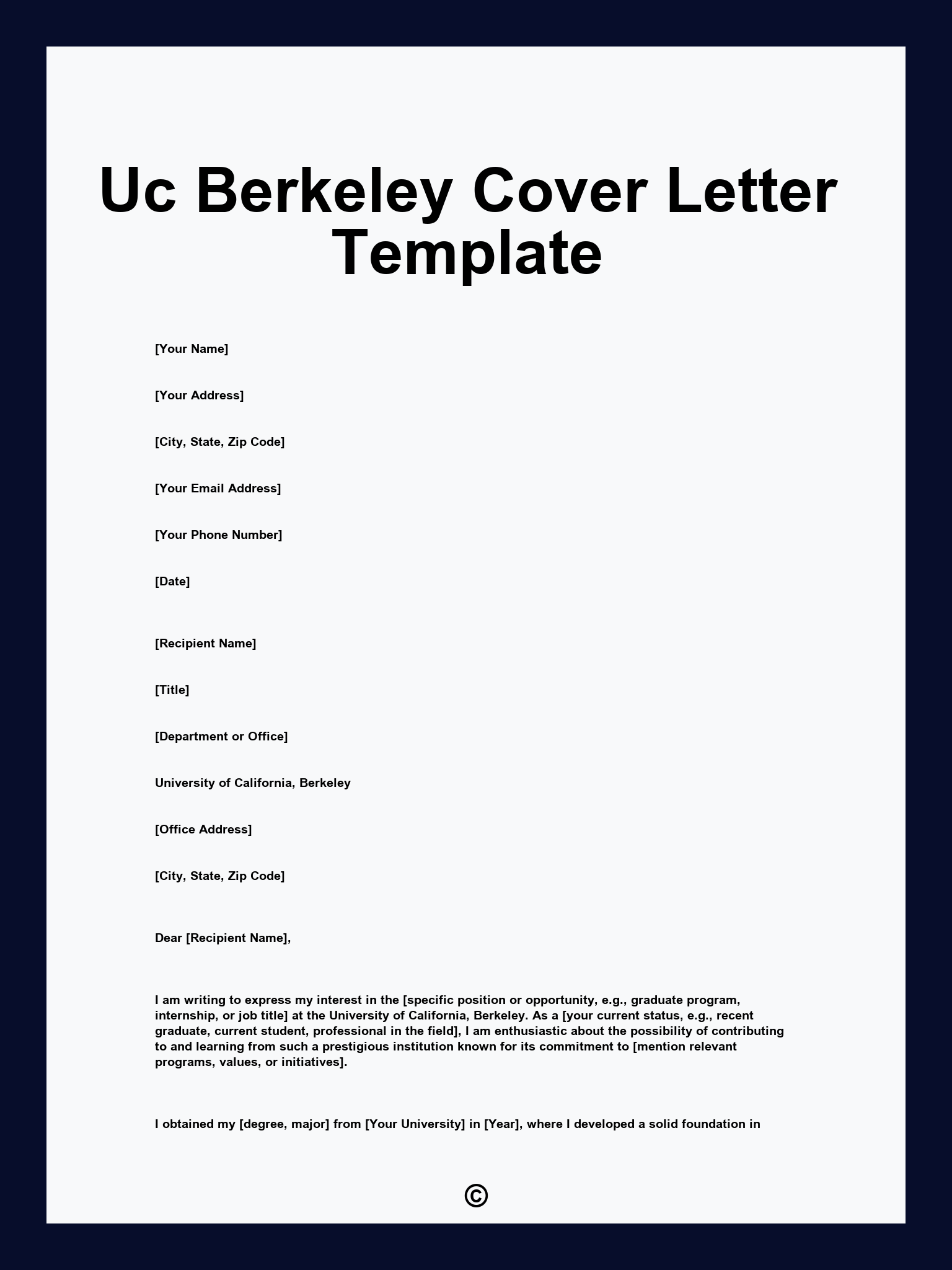 Uc Berkeley Cover Letter Template
